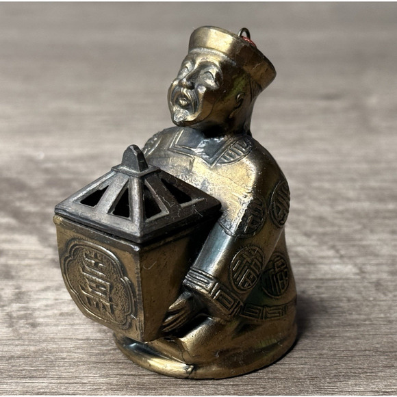 Chinese Man Figurine Incense/ Ashtray/ Inkwell Metal from Japan Vintage - Picture 1 of 10